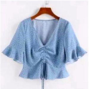 Polka dot flare sleeve top